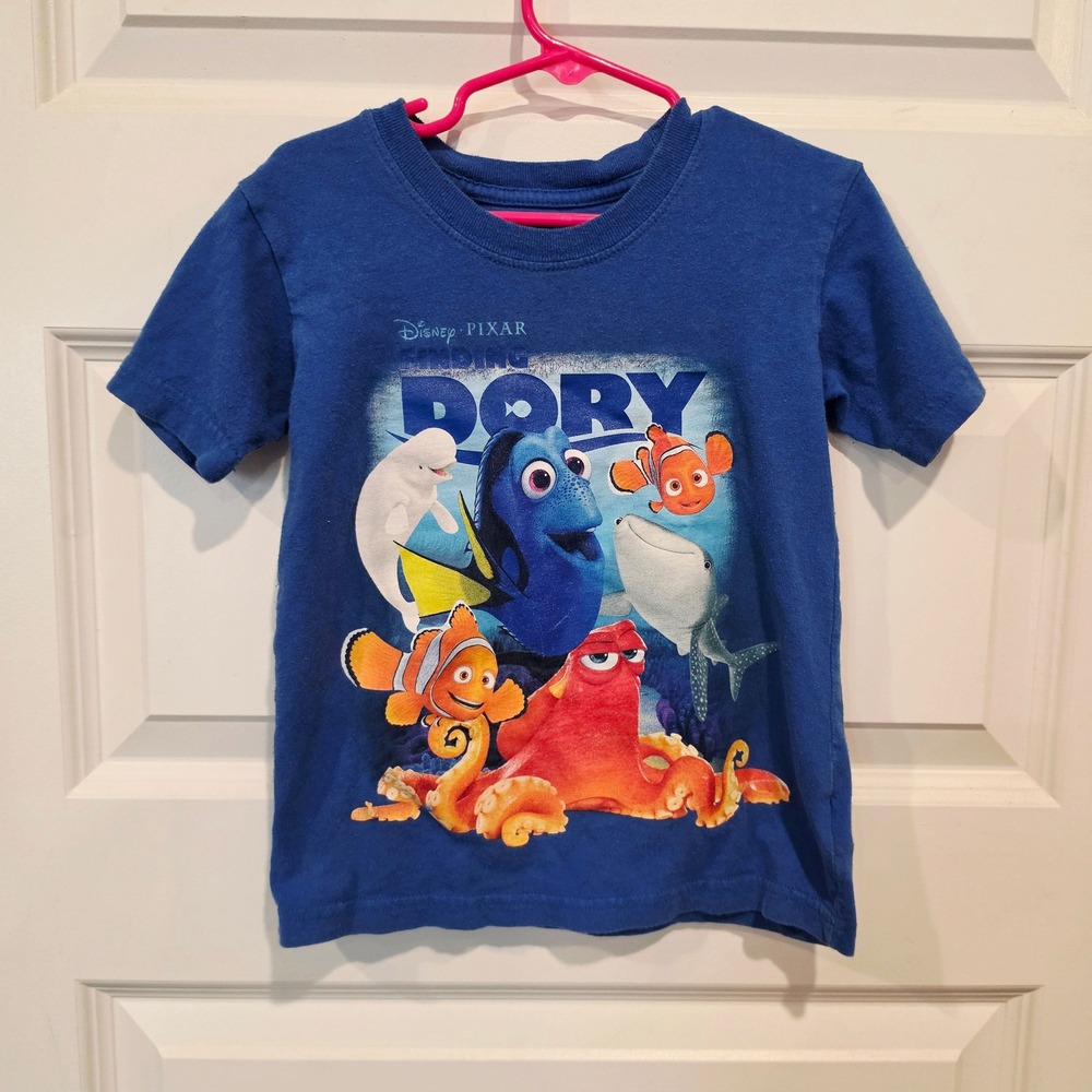 Disney Pixar Finding Dory Graphic T-Shirt Blue Kids Size 5T 2016 Movie Tee